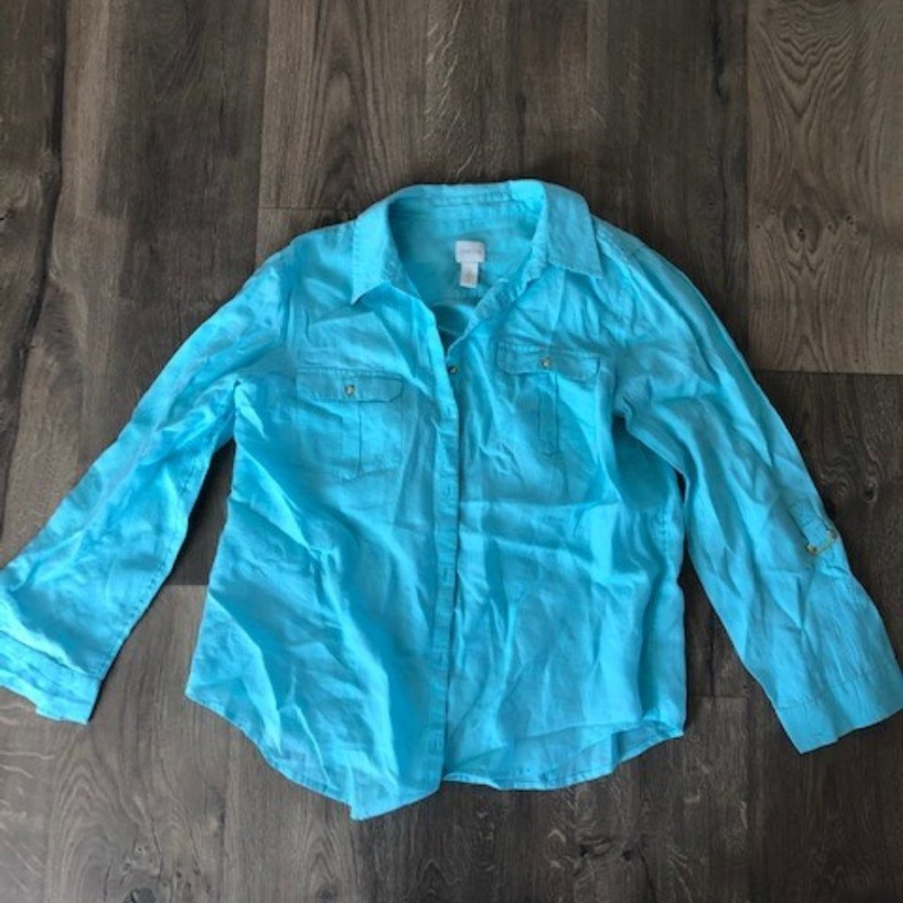 Chico's Size 2 Blouse with roll up sleeves
